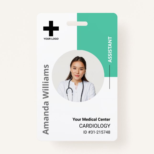 Personalized Hospital Employee Logo & Photo ID Bad ID Badge (Front)