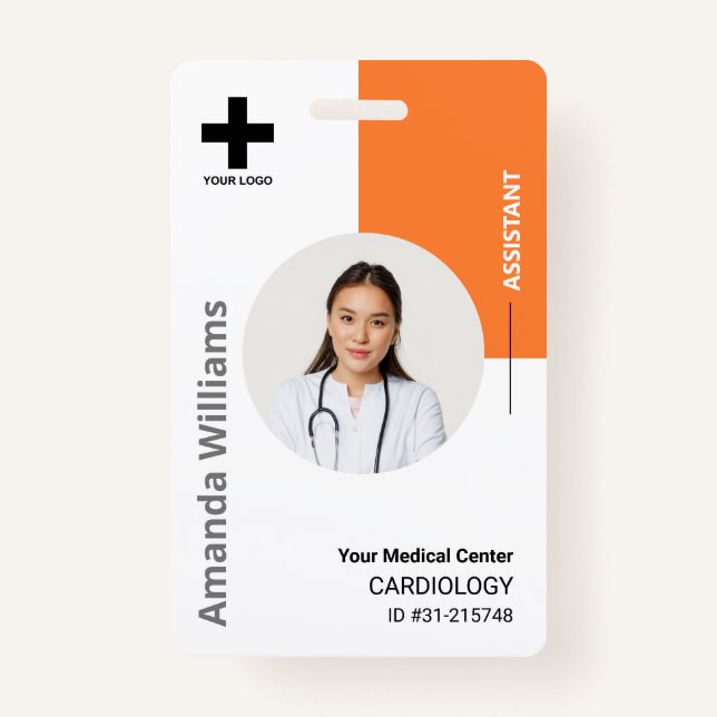 Personalized Hospital Employee Logo & Photo  ID Badge (Front)