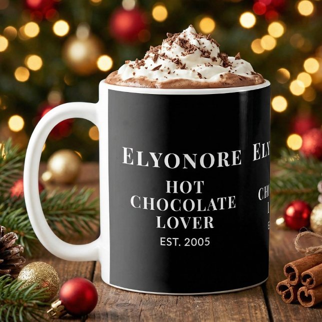 Personalized Hot Chocolate Lover White Script  Coffee Mug (Creator Uploaded)