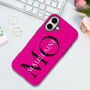 Personalized Hot Pink Bold Monogram Initials  iPhone 16 Plus Case
