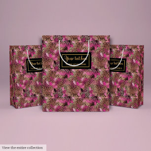 Personalized hot pink leopard skin gift wrap medium gift bag