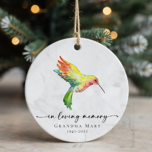 Personalized Hummingbird In Loving Memory Keepsake Ceramic Ornament