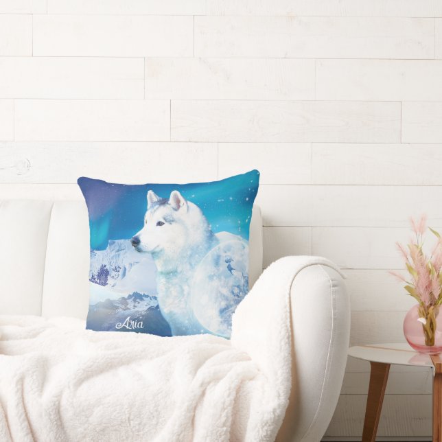 Personalized Husky dog with mountains Cushion (Couch)