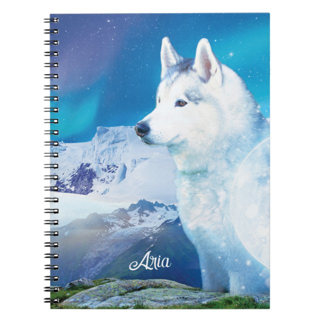 Personalized Husky dog with mountains  Notebook (Front)
