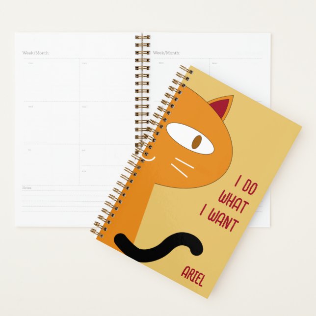Personalized I Do What I Want Cute Funny Cat Planner (Display)