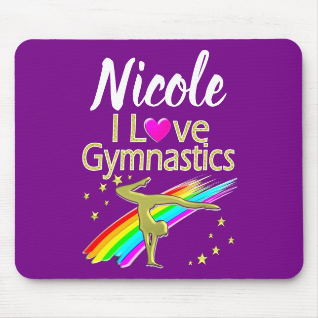 PERSONALIZED I LOVE GYMNASTICS DESIGN MOUSE PAD (Front)