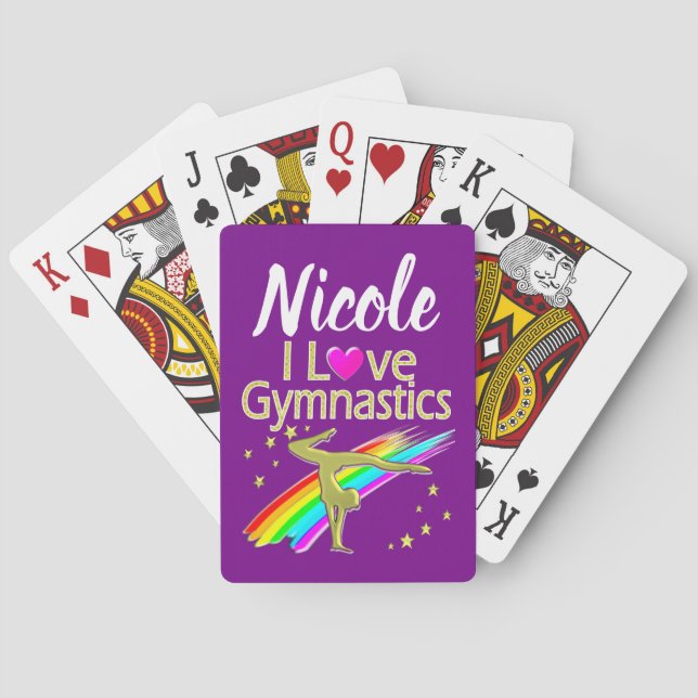 PERSONALIZED I LOVE GYMNASTICS DESIGN PLAYING CARDS (Back)