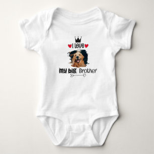 Personalized I Love My Big Brother Dog Photo Baby Bodysuit