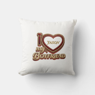 Personalized I Love My Boyfriend Custom Name Cushion
