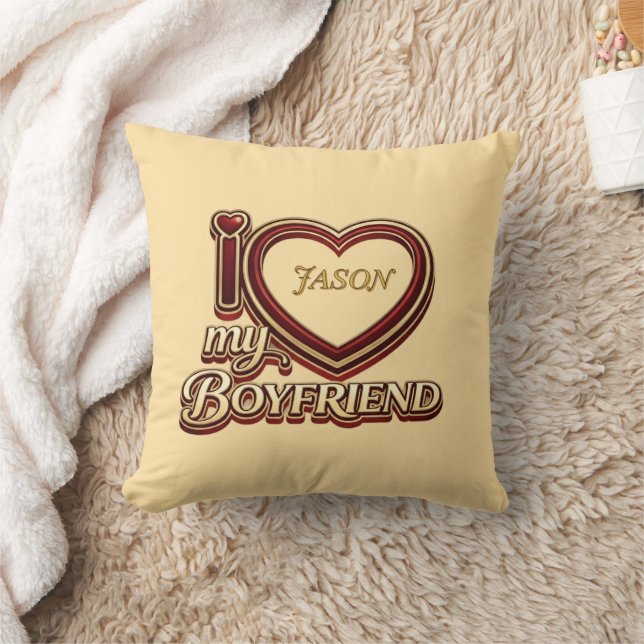Personalized I Love My Boyfriend Custom Name Cushion (Blanket)