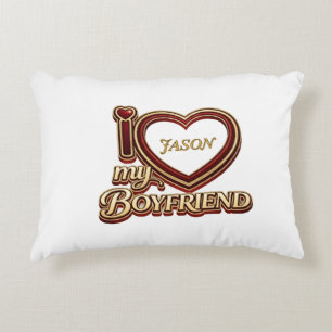 Personalized I Love My Boyfriend Custom Name Decorative Cushion