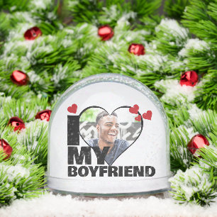 Personalized I Love My Boyfriend Heart Photo Snowglobe