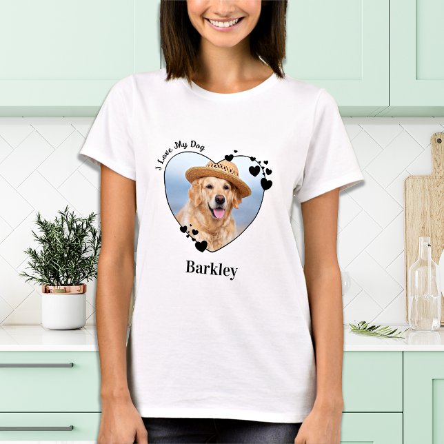 Personalized I Love My Dog Cute Heart Pet Photo T-Shirt (Creator Uploaded)