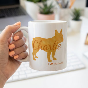 Personalized I Love My Frenchie Pastel Orange Mug 