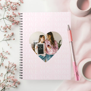 Personalized I Love You Mom Heart Photo  Notebook