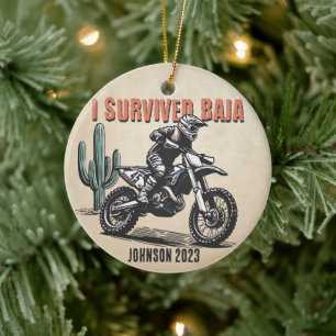 Personalized - I Survived Baja Desert Motocross Ceramic Ornament