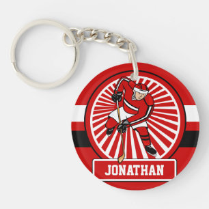 Personalized Ice Hockey player Key Ring