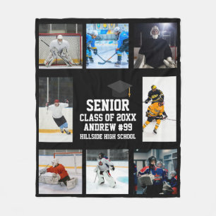 Personalized Ice Hockey Senior Night Graduation Fleece Blanket