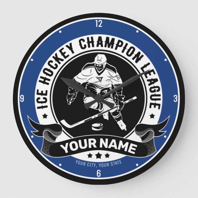 Personalized Ice Hockey Team Player Athlete Custom Large Clock (Front)
