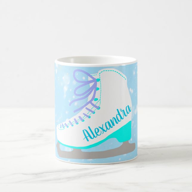 Personalized Ice Skate Blue Figure Skating Girl Coffee Mug (Center)
