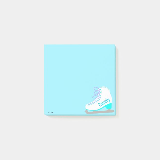 Personalized Ice Skate Cute Blue Figure Skating Post-it Notes (Front)