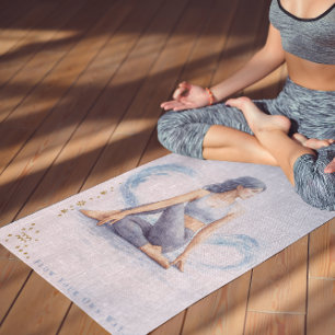 Personalized Illustrated Aquarius Zodiac Quote Yoga Mat