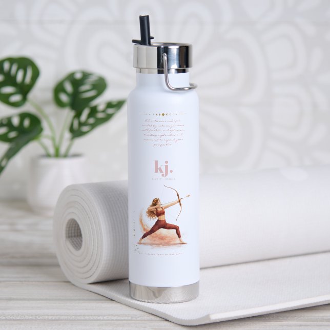 Personalized Illustrated Sagittarius Zodiac Quote Water Bottle (Yoga (Rotated))