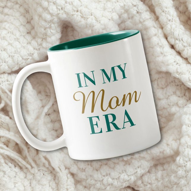 Personalized In My Mom Era Quote Mothers Day Two-Tone Coffee Mug (On a blanket)