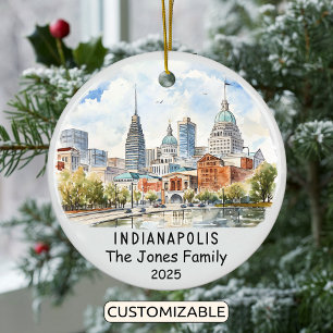 Personalized Indianapolis Ornament, Indiana Ceramic Ornament