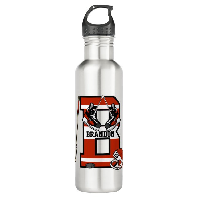 Personalized Initial B Ice Hockey 710 Ml Water Bottle (Front)