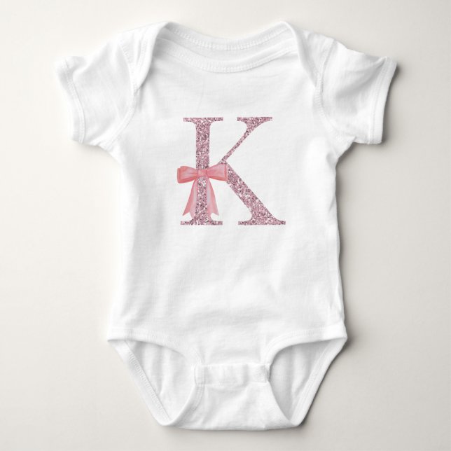 Personalized Initial Baby Girl "K" Baby Bodysuit (Front)