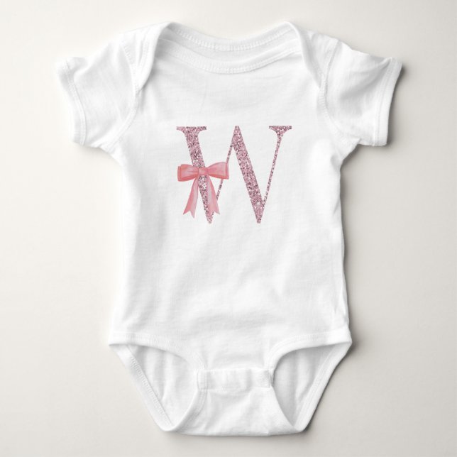 Personalized Initial Baby Girl "W" Baby Bodysuit (Front)