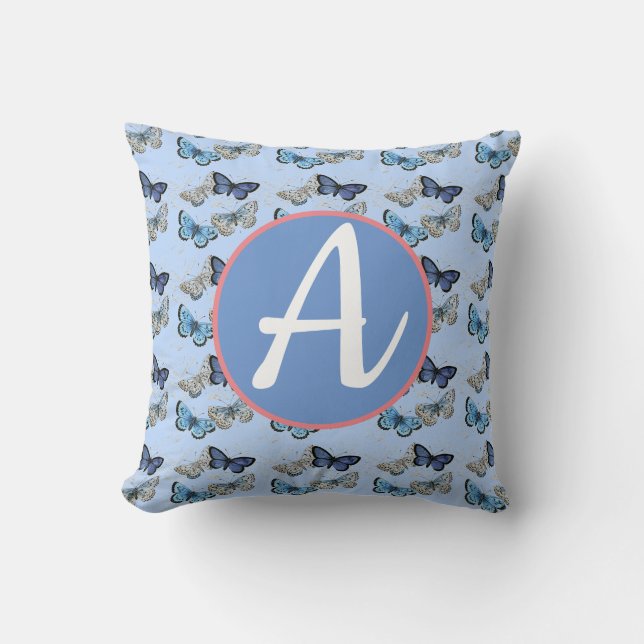 PERSONALIZED INITIAL BUTTERFLY Throw Pillow (Front)