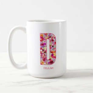 Personalized Initial   Floral Letter D Monogram  Coffee Mug