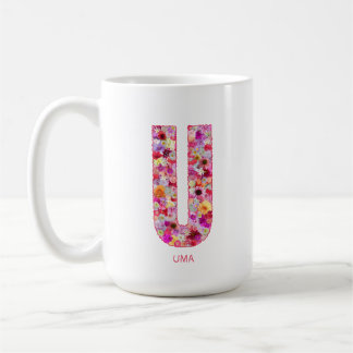 Personalized Initial | Floral Letter U Monogram Coffee Mug