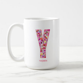 Personalized Initial | Floral Letter Y Monogram  Coffee Mug
