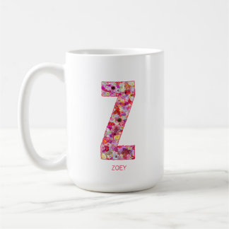 Personalized Initial | Floral Letter Z Monogram  Coffee Mug