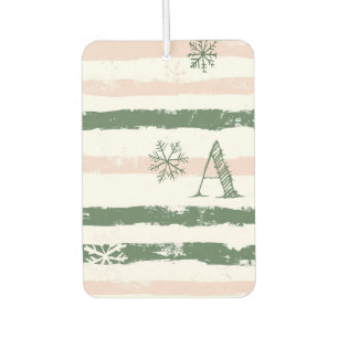 Personalized initial green  winter car air freshener