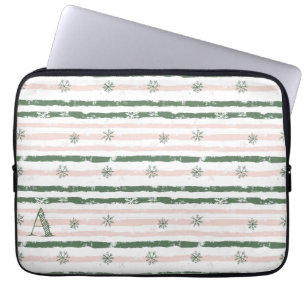 Personalized initial green winter laptop sleeve