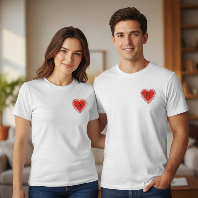 Personalized Initial Heart T-Shirt, Customizable I T-Shirt (Creator Uploaded)