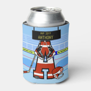 Personalized Initial Ice Hockey Can Cooler
