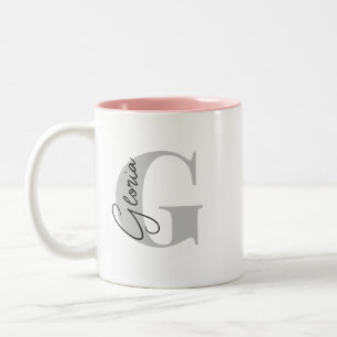 Personalized Initial Letter   Monogram Modern  Two-Tone Coffee Mug
