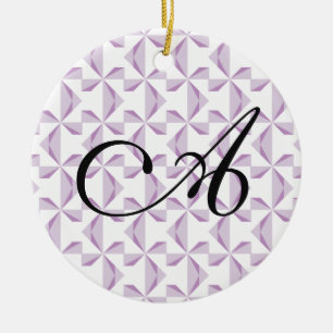 Personalized Initial Purple Pinwheels Ceramic Tree Decoration