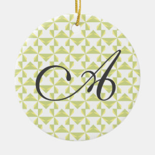 Personalized Initial Sage Pinwheels Ceramic Tree Decoration