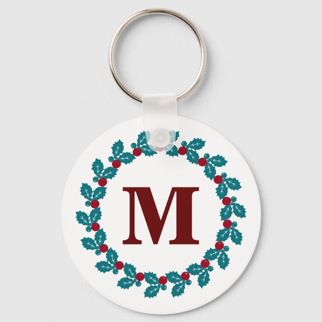 Personalized Initial Scandinavian Monogram Key Ring (Front)
