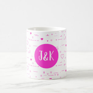Personalized Initials J & K Pink Love Pattern Coffee Mug