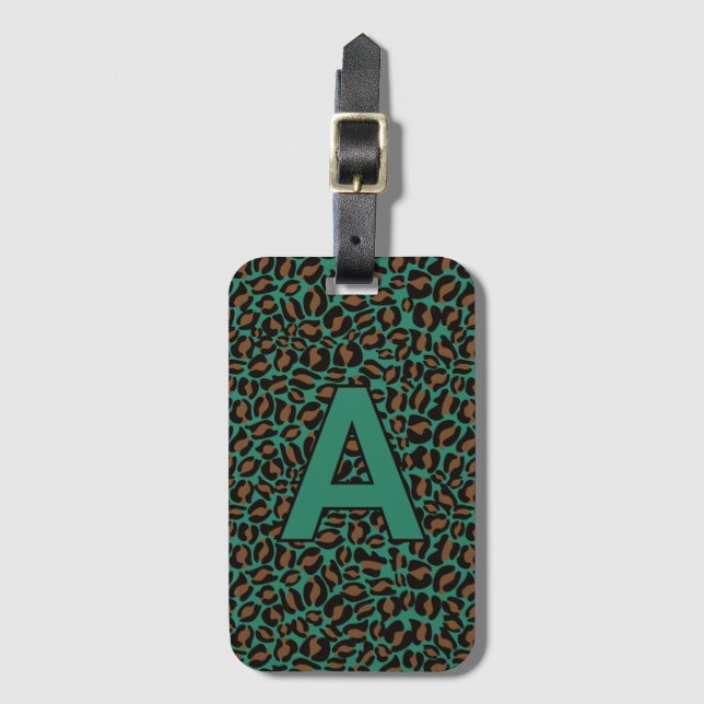 Personalized initials Leopard animal print Luggage Tag (Front Vertical)