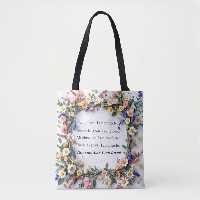 Personalized Inspirational Tote with wildflowers (Front)