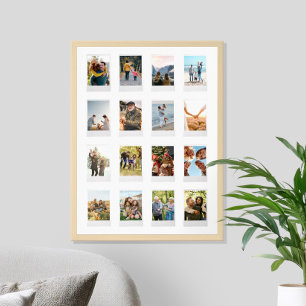 Personalized Instant Film 16 Photo Collage Poster
