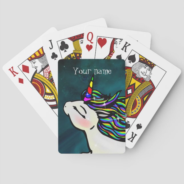 Personalized Inter-Galactic Space Unicorn Playing Cards (Back)